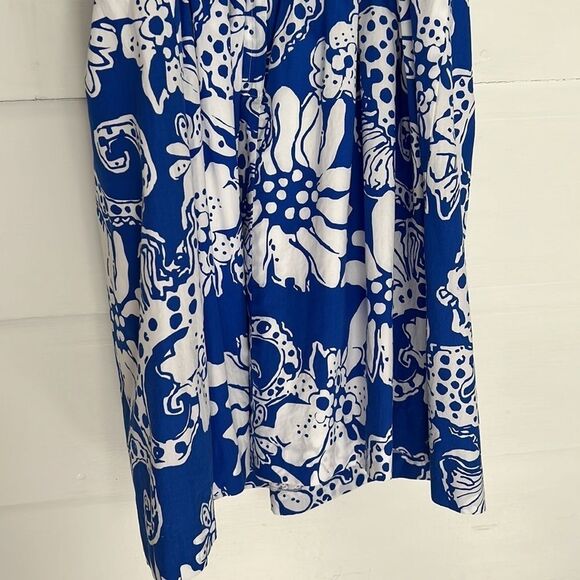 Lilly Pulitzer Strapless Blue and White Floral Mini Dress Size 6 - Picture 12 of 14
